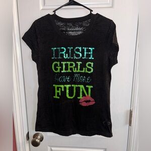 Rocker Girl "Irish Girls Have More Fun" St. Patrick's Day Glitter T-Shirt Tee
